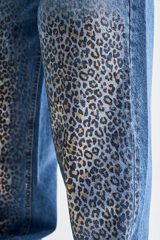 jean with animal print detail