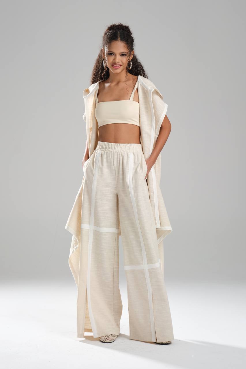 oversize  long vest  set
