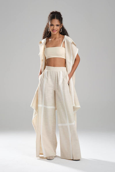 oversize  long vest  set