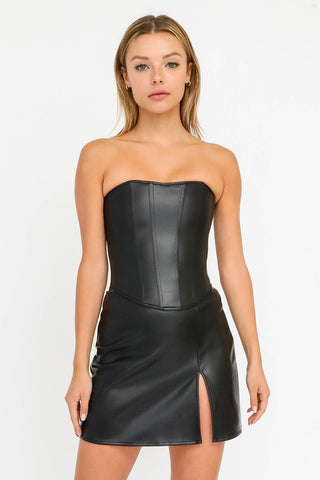 Black Leather straples corset
