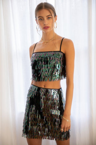 Sequin Mini Skirt and Top SET